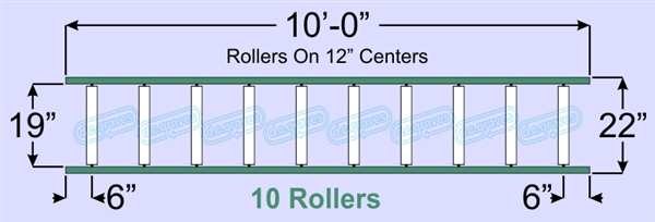 SR60-19-12-10, Steel Gravity Roller Conveyor