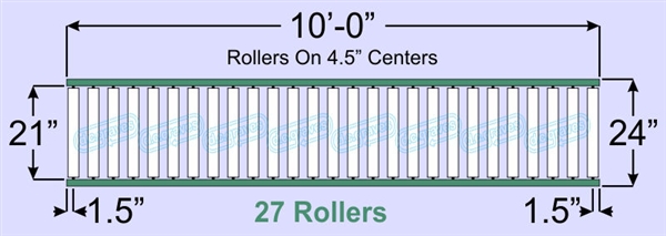 SR60-21-04-10, Steel Gravity Roller Conveyor