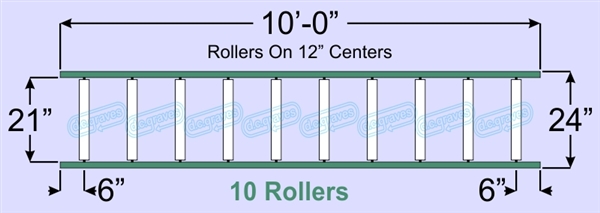 SR60-21-12-10, Steel Gravity Roller Conveyor