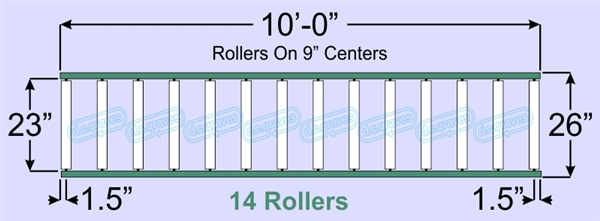 SR60-23-09-10, Steel Gravity Roller Conveyor