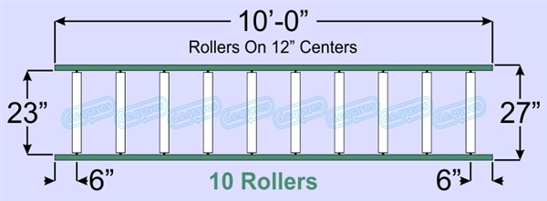 SR60-23-12-10, Steel Gravity Roller Conveyor