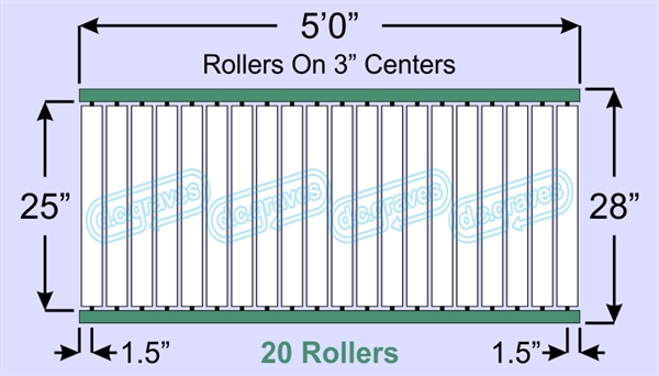 SR60-25-03-05, Steel Gravity Roller Conveyor