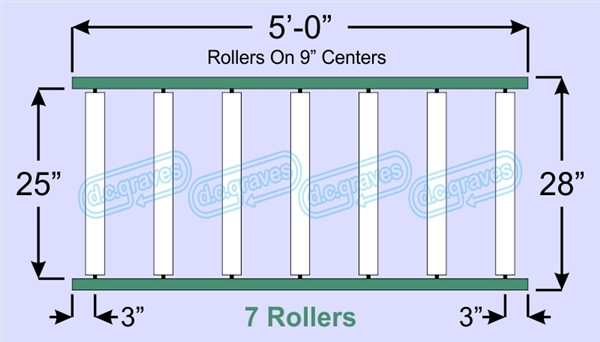 SR60-25-09-05, Steel Gravity Roller Conveyor