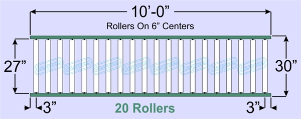 SR60-27-06-10, Steel Gravity Roller Conveyor