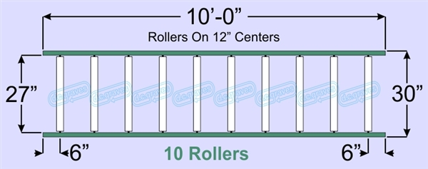 SR60-27-12-10, Steel Gravity Roller Conveyor