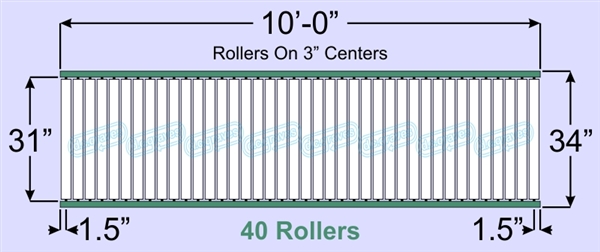 SR60-31-03-10, Steel Gravity Roller Conveyor