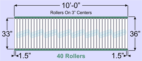 SR60-33-03-10, Steel Gravity Roller Conveyor