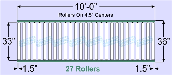 SR60-33-04-10, Steel Gravity Roller Conveyor