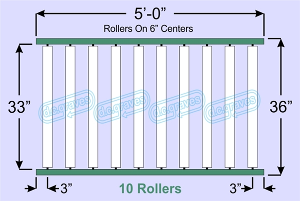 SR60-33-06-05, Steel Gravity Roller Conveyor