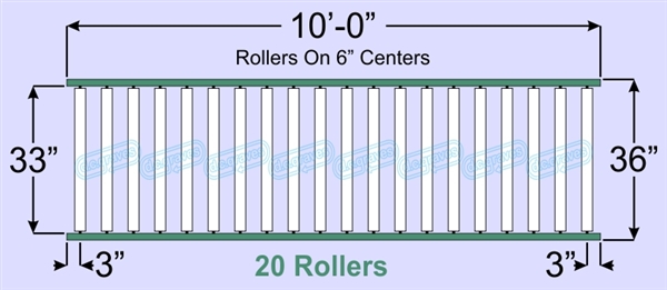 SR60-33-06-10, Steel Gravity Roller Conveyor