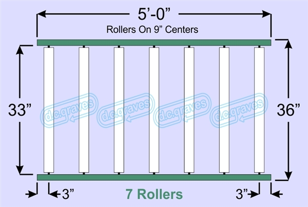 SR60-33-09-05, Steel Gravity Roller Conveyor