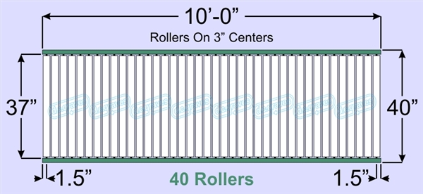 SR60-37-03-10, Steel Gravity Roller Conveyor