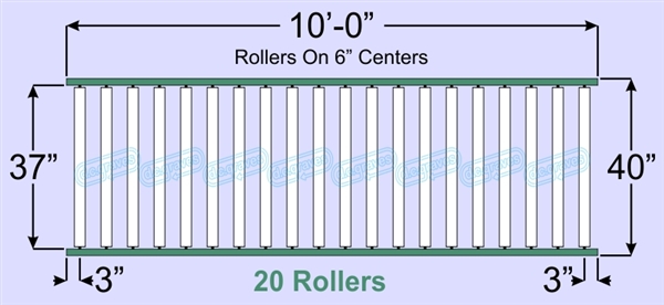 SR60-37-06-10, Steel Gravity Roller Conveyor