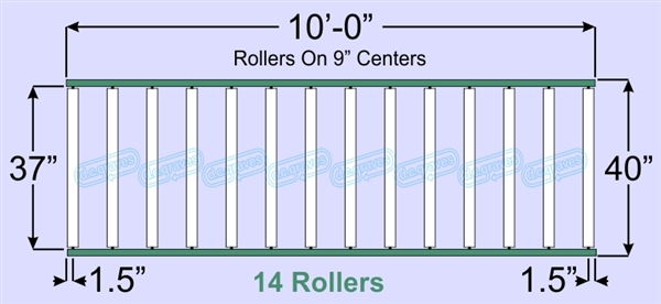 SR60-37-09-10, Steel Gravity Roller Conveyor