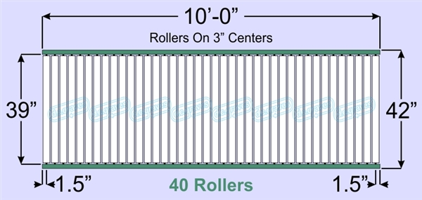 SR60-39-03-10, Steel Gravity Roller Conveyor