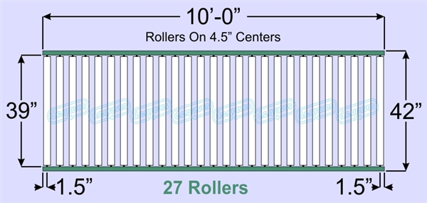 SR60-39-04-10, Steel Gravity Roller Conveyor