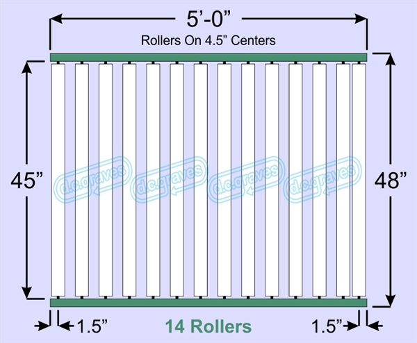 SR60-45-04-05, Steel Gravity Roller Conveyor