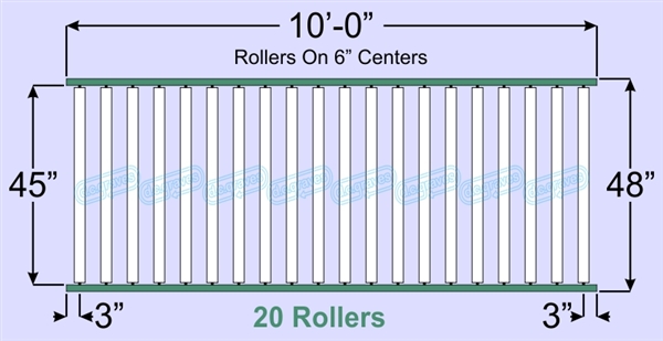 SR60-45-06-10, Steel Gravity Roller Conveyor