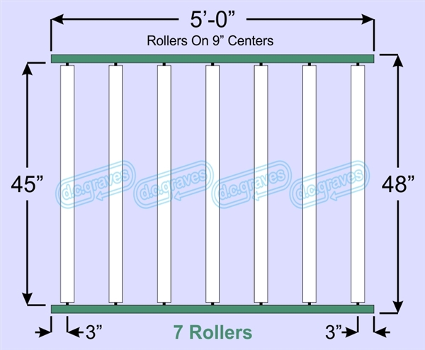 SR60-45-09-05, Steel Gravity Roller Conveyor