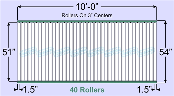 SR60-51-03-10, Steel Gravity Roller Conveyor