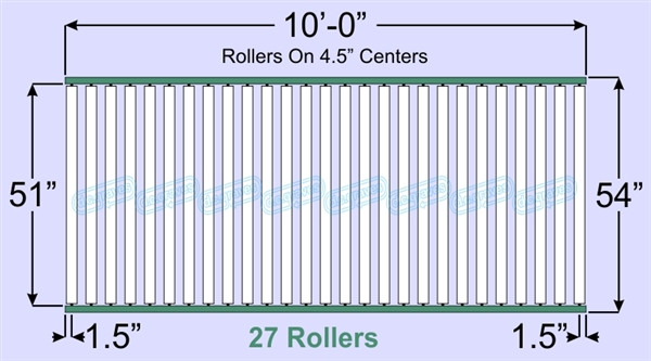 SR60-51-04-10, Steel Gravity Roller Conveyor