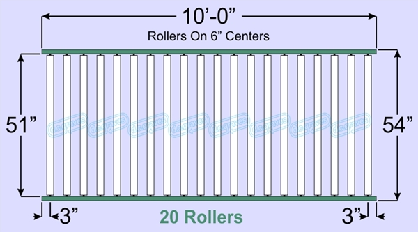 SR60-51-06-10, Steel Gravity Roller Conveyor