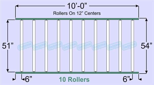SR60-51-12-10, Steel Gravity Roller Conveyor