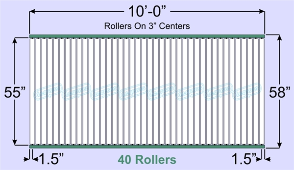 SR60-55-03-10, Steel Gravity Roller Conveyor