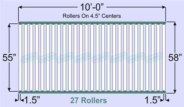 SR60-55-04-10, Steel Gravity Roller Conveyor