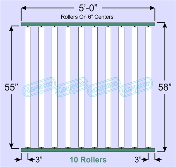 SR60-55-06-05, Steel Gravity Roller Conveyor