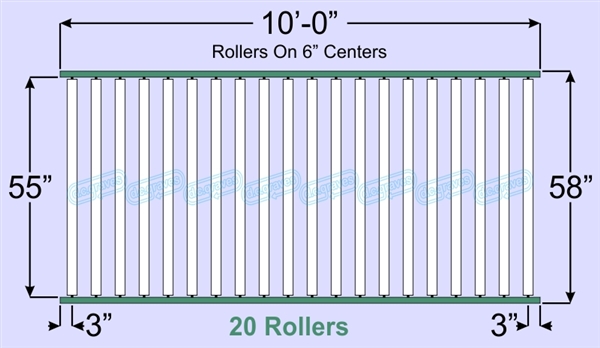 SR60-55-06-10, Steel Gravity Roller Conveyor