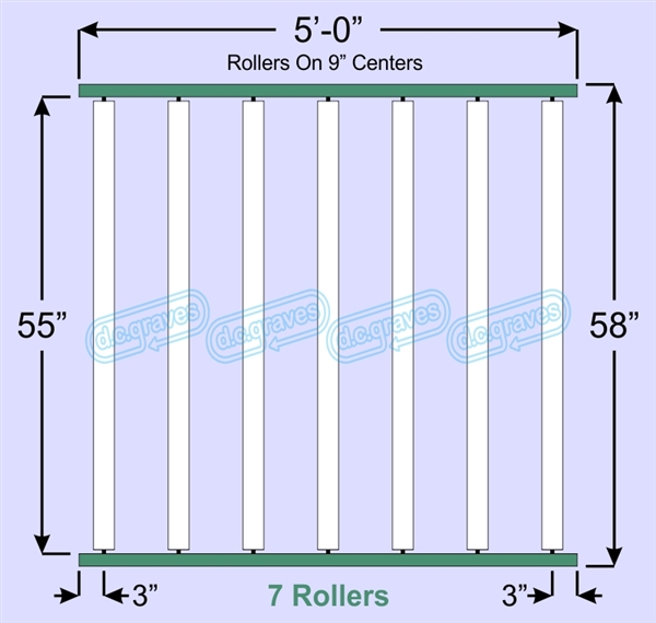 SR60-55-09-05, Steel Gravity Roller Conveyor