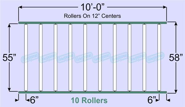SR60-55-12-10, Steel Gravity Roller Conveyor