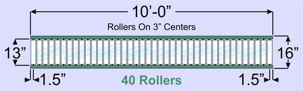 SR80-13-03-10, Steel Gravity Roller Conveyor