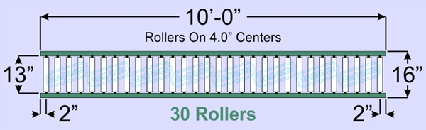 SR80-13-04-10, Steel Gravity Roller Conveyor