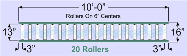 SR80-13-06-10, Steel Gravity Roller Conveyor