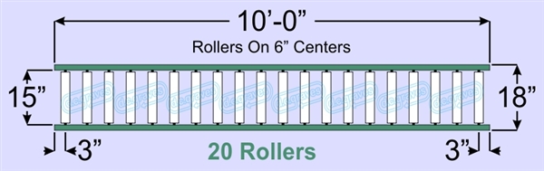 SR70-15-06-10, Steel Gravity Roller Conveyor