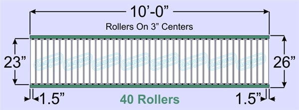 SR80-23-03-10, Steel Gravity Roller Conveyor