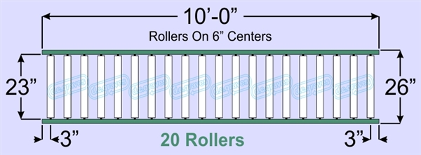 SR70-23-06-10, Steel Gravity Roller Conveyor