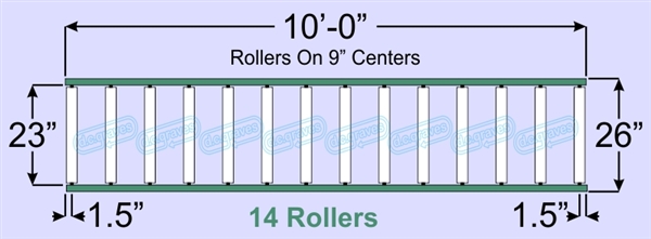 SR70-23-09-10, Steel Gravity Roller Conveyor