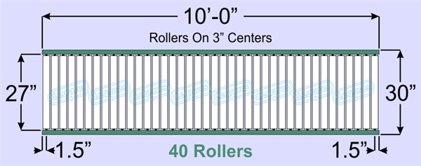SR70-27-03-10, Steel Gravity Roller Conveyor
