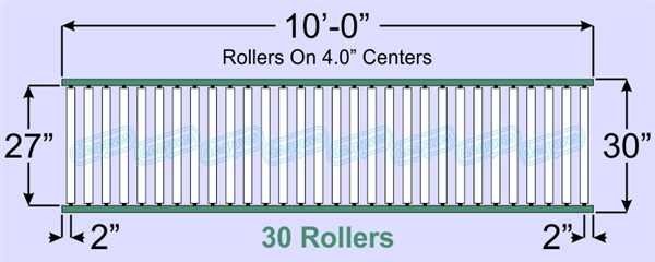 SR80-27-04-10, Steel Gravity Roller Conveyor