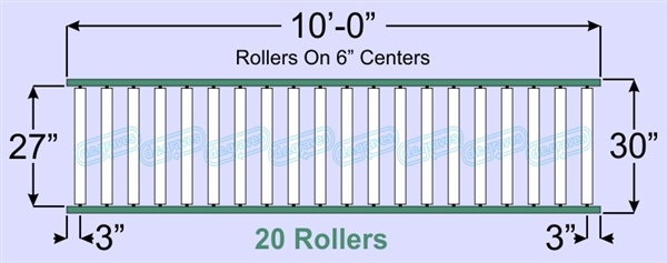 SR80-27-06-10, Steel Gravity Roller Conveyor