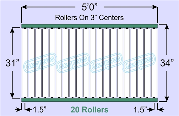 SR70-31-03-05, Steel Gravity Roller Conveyor