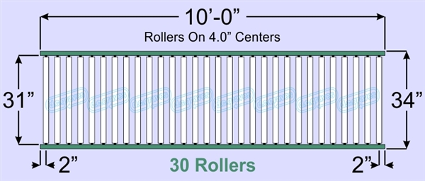SR70-31-04-10, Steel Gravity Roller Conveyor