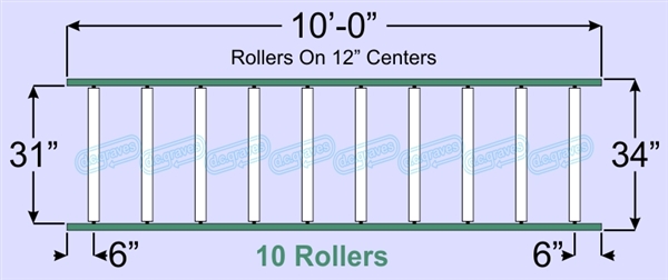 SR70-31-12-10, Steel Gravity Roller Conveyor