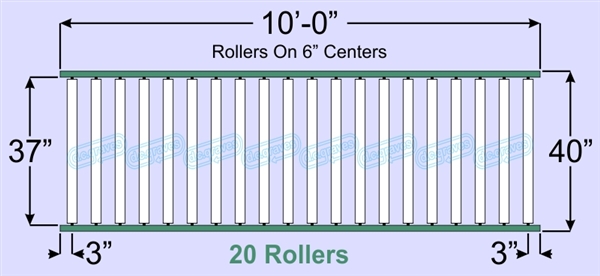 SR70-37-06-10, Steel Gravity Roller Conveyor