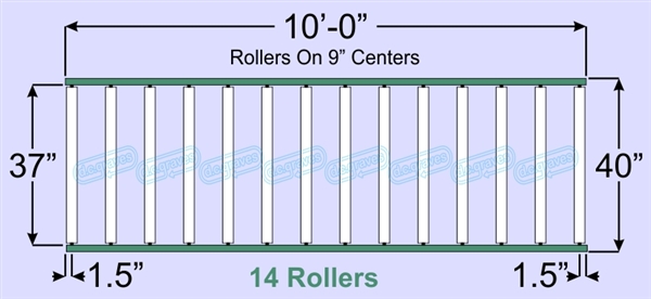 SR80-37-09-10, Steel Gravity Roller Conveyor