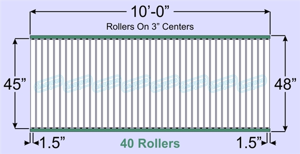 SR80-45-03-10, Steel Gravity Roller Conveyor