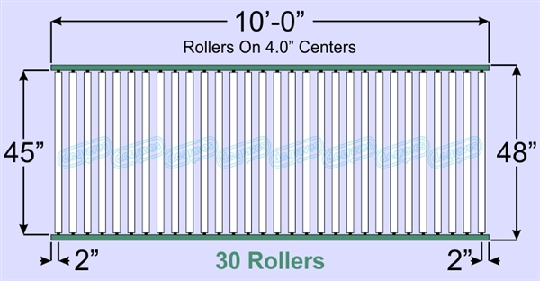 SR80-45-04-10, Steel Gravity Roller Conveyor